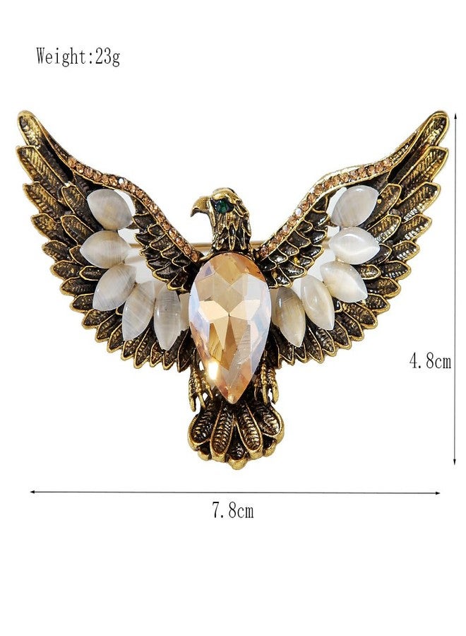 MXUHUI Eagle Bird Brooches Pin for Women/Men Fashion Crystal Animal Brooch Jewelry (Gold) - Image 3